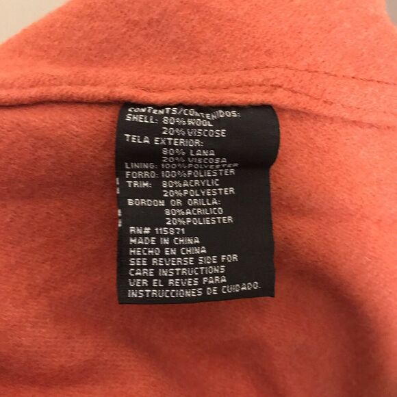 BILL BLASS Vintage WOMENS Wool Faux Fur Orange 70s Cape coat Orange Sz 1X - Picture 7 of 7